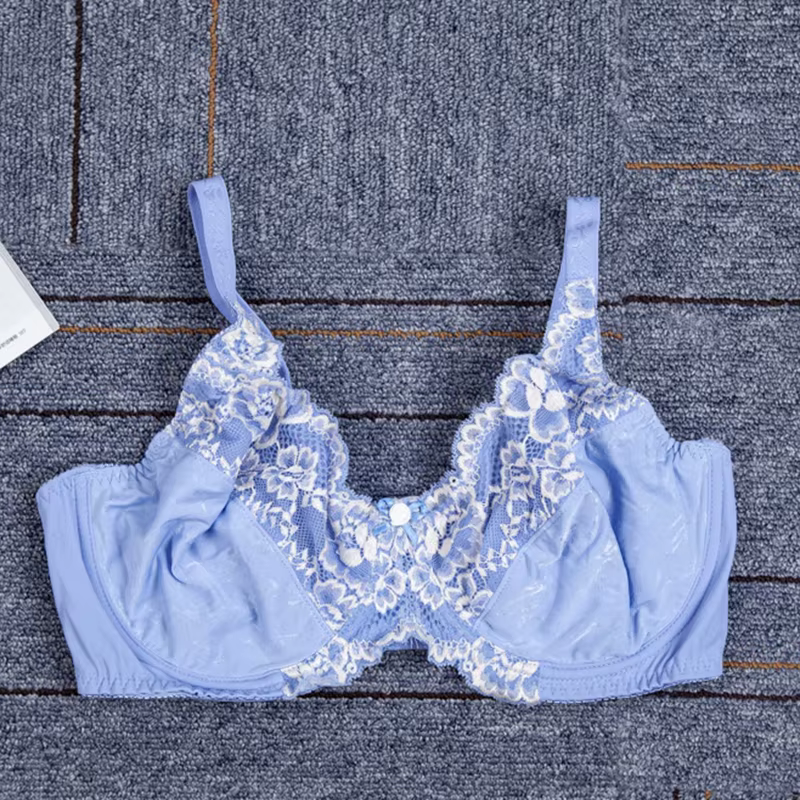 Soutien-gorge minimiseur à armatures non rembourré pour femme, lingerie florale en dentelle, couvert