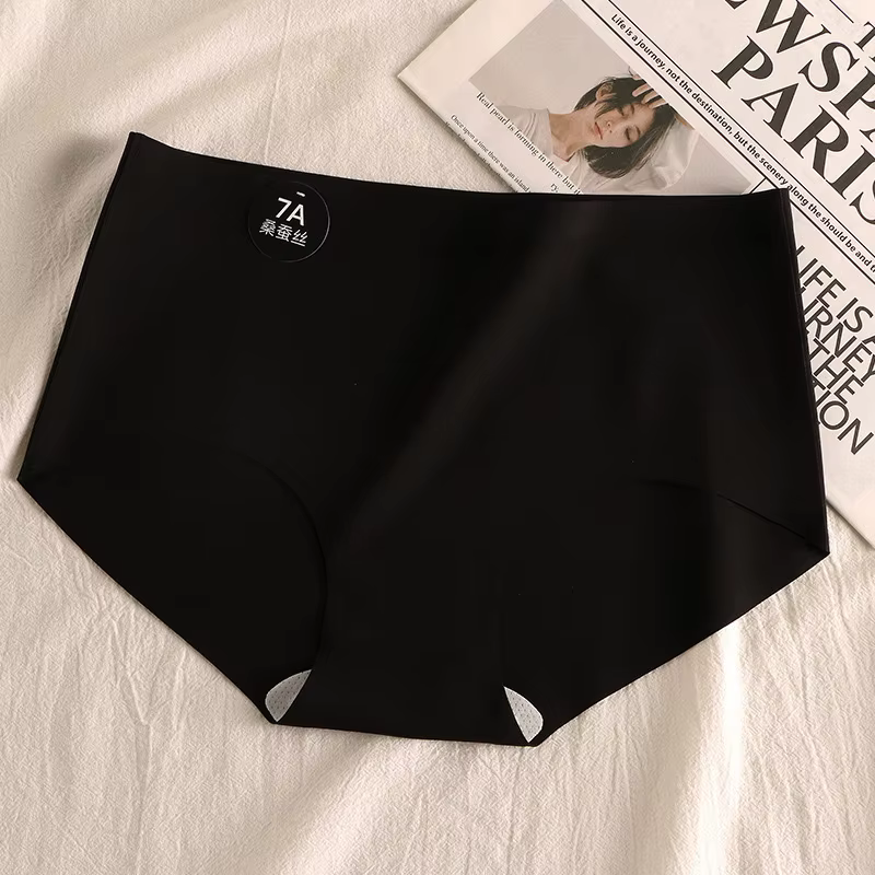 Femmes culottes Slip soie taille moyenne slips sans couture pour femmes solide sous-vêtements fémini