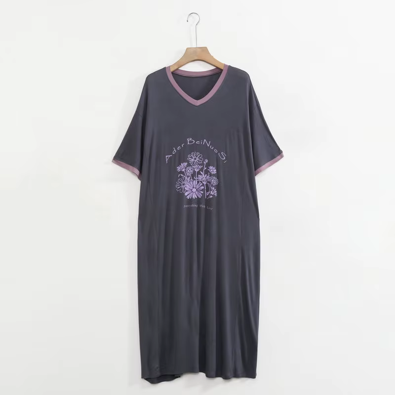 Vêtements de nuit femme dessin animé imprimé chemise de nuit longue femme ample Modal confort vêteme