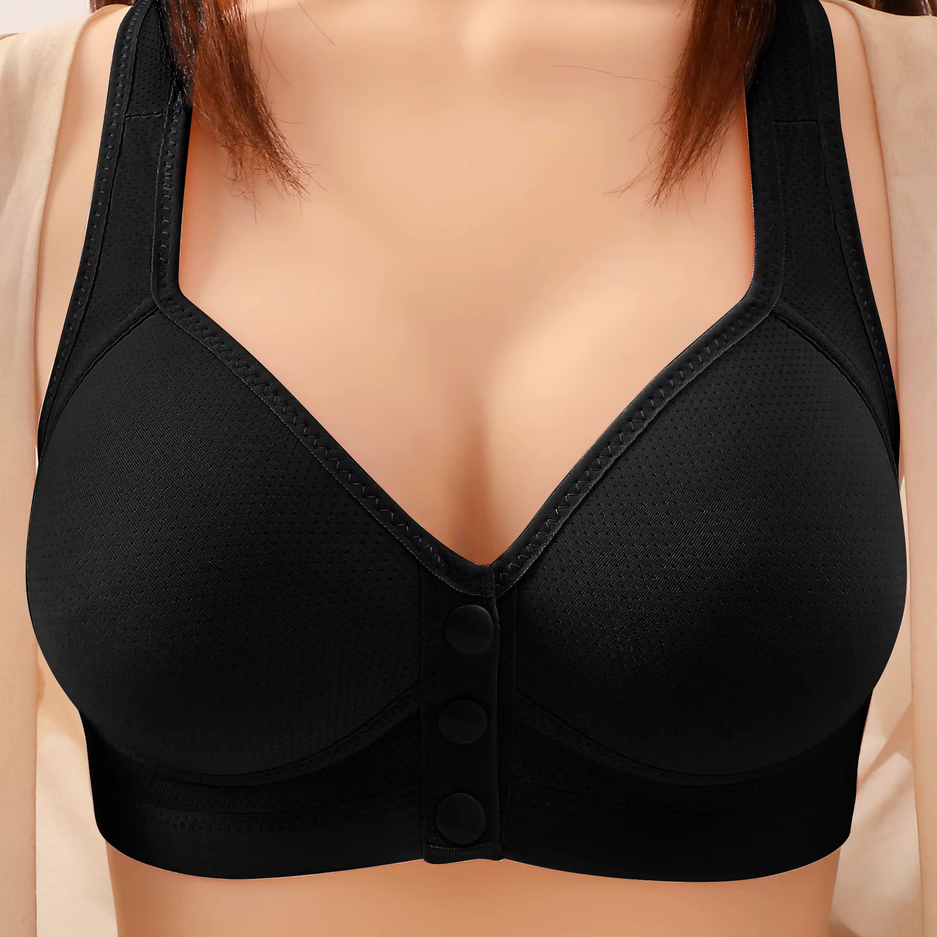 Soutien-gorge confortable en nylon à fermeture frontale pour femmes d'âge moyen et âgées, respirant,