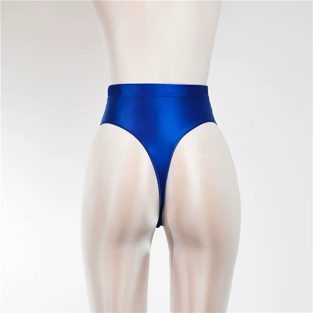 Transparent voir à travers Ultra-mince Sexy brillant string taille haute vêtements de danse femmes c