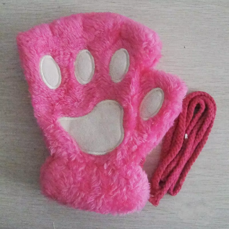 Gants de patte de griffe de chat de dessin animé pour femmes, mitaines en peluche, chaud, doux, cour