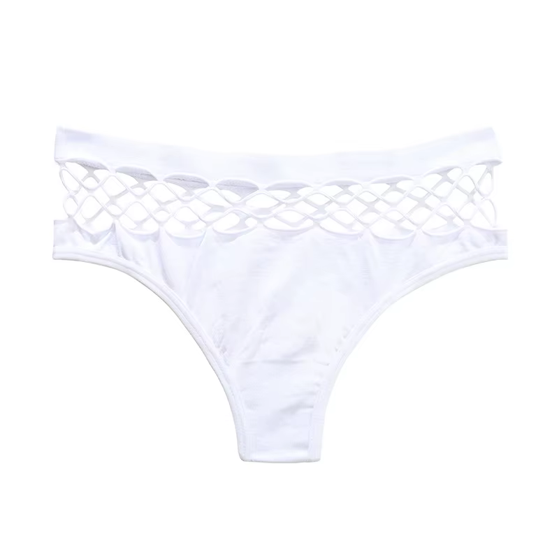 Culotte string ajourée en maille pour femme, sexy et respirante, lingerie féminine